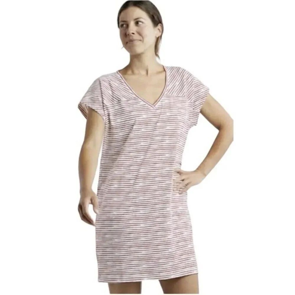 Title Nine T Shirt Dress Hiolani V Neck Red Painted Stripe Pockets Size Small